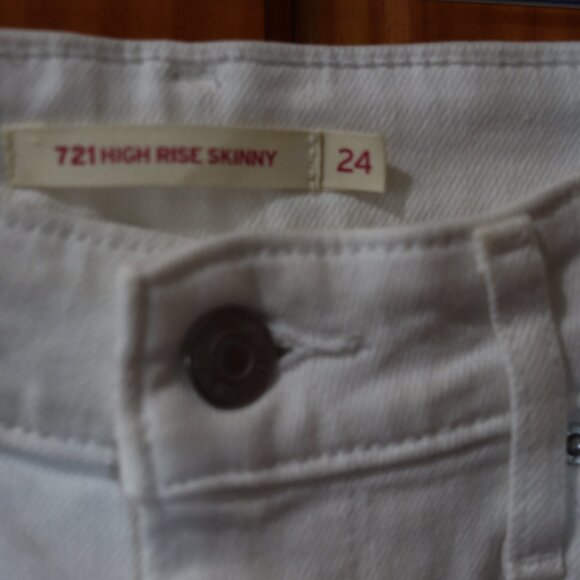 Levis 721 High Rise Skinny White Jeans 24 - Picture 8 of 16